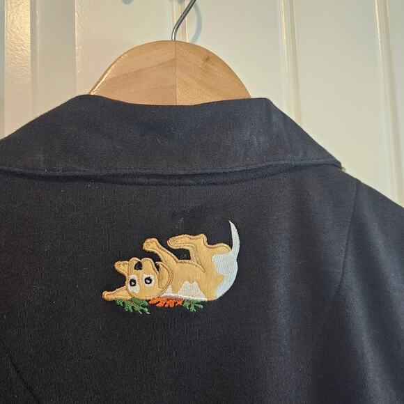 Vintage Bechamel Cat Dog Top Women Large Black Embroidered Sleeveless Pets Retro - Picture 7 of 10